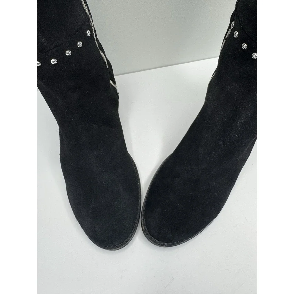 Design Lab Lord & Taylor 'Odel' Black Suede Studded‎ Over the Knee Boots Sz 7